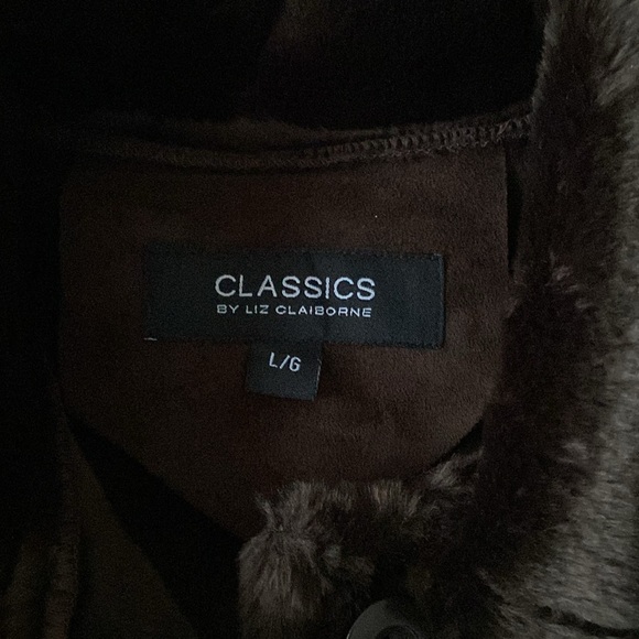 Liz Claiborne Faux Suede and Fur Lined Coat - Picture 3 of 7